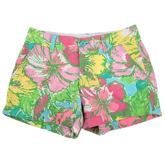 Lilly Pulitzer Shorts Womens Size 2 Floral Tropical Flowers Cruise Vacation 70's - Picture 2 of 5